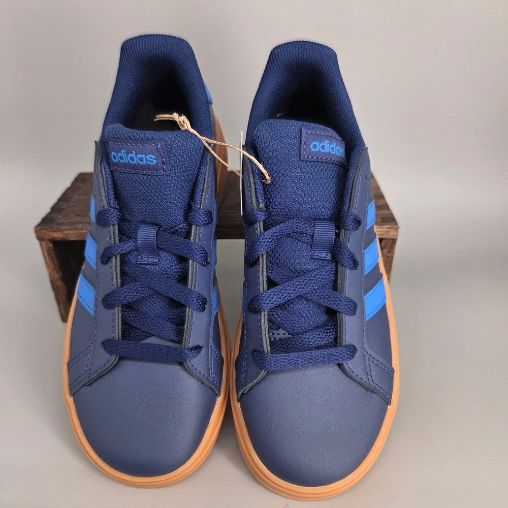 Adidas Grand Court 2.0 K Kids 1.5 Navy Blue Gum Sole Sneakers JS4344 Sporty